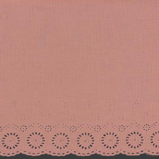 Double Gauze Border Stickerei - lachs