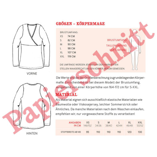 Papierschnittmuster "Frau Liese" Langarmschirt Gr 146 - 52 - Studio Schnittreif