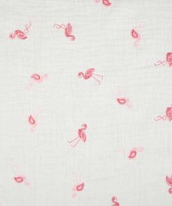 Double Gauze Stickerei - Flamingo