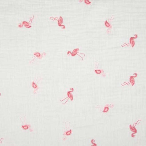 Double Gauze Stickerei - Flamingo
