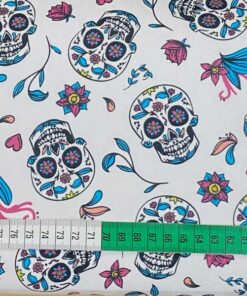Baumwolle - Skull weiss bunt