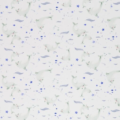 Baumwolljersey "Nautical Baby" Delphine - smaragd / blau
