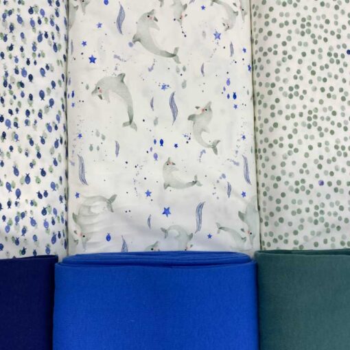 Baumwolljersey "Nautical Baby" Delphine - smaragd / blau – Bild 2