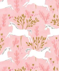 Baumwolle - "Unicorn forest" by Sarah Jane - rosa