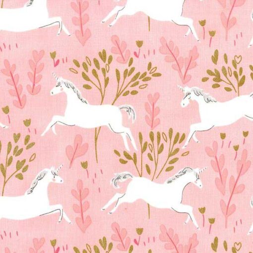 Baumwolle - "Unicorn forest" by Sarah Jane - rosa