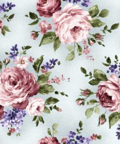 Baumwolle - Michael Miller "rose bouquet" - hellblau