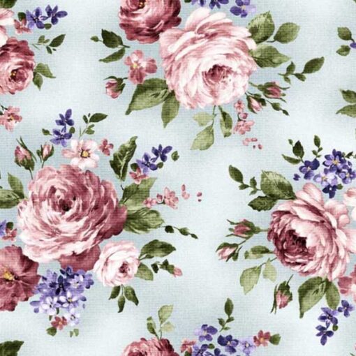 Baumwolle - Michael Miller "rose bouquet" - hellblau