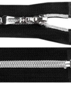Spiralreissverschluss 7 mm - teilbar  - schwarz / silber 55 cm - 75 cm