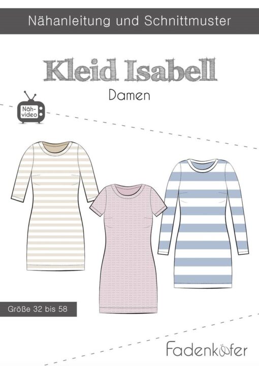 Papierschnittmuster Kleid Isabell Gr. 32 - 58 - Fadenkäfer