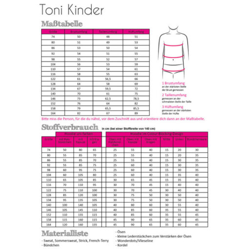 Papierschnittmuster Pulli Toni Gr. 74-164 - Fadenkäfer