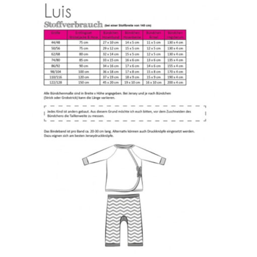 Papierschnittmuster Luis Wickeljacke und Hose Kinder Gr 74-128 - Fadenkäfer