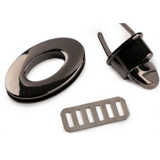 Taschenverschluss drehbar oval - nickel schwarz