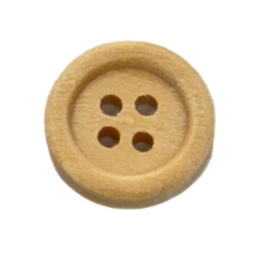 Holzknopf 4 Löcher 15mm - natur