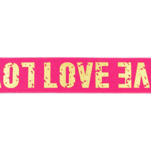 Gummiband 40 mm - Love - pink / gold