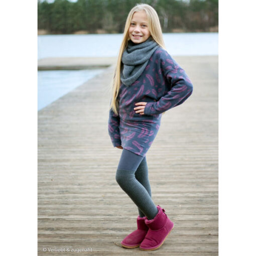 Jacquardjersey - "Twigs by Lycklig design" - dunkelgrau / pink