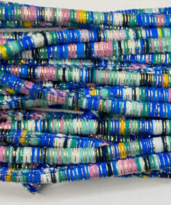 Indianische Kordel mit Lurex 6 mm - blau / mint / rosa