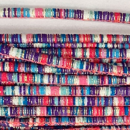 Indianische Kordel mit Lurex 6 mm - pink / lila / bunt