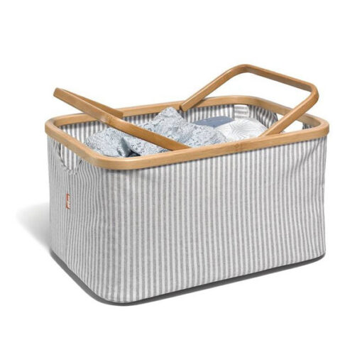 Prym Korb "Fold und Store Canvas und Bambus" 45 x 30 x 22 cm