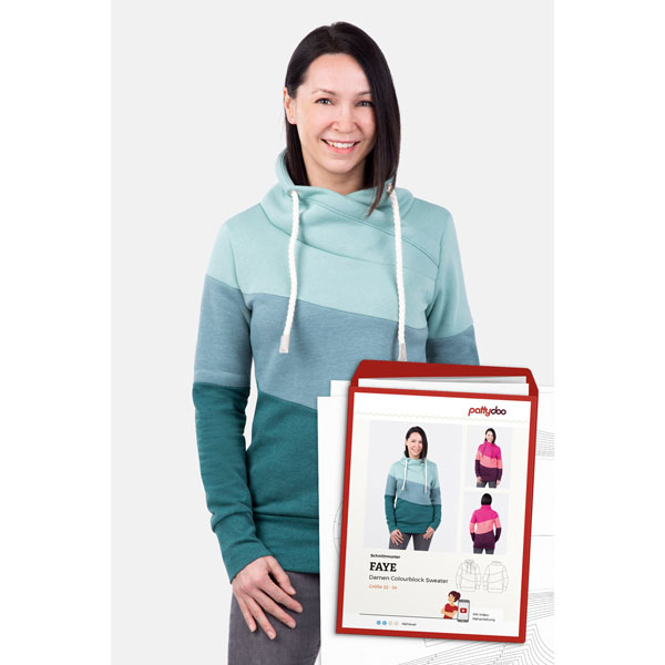Papierschnittmuster Colourblock Sweater "Faye" Damen Gr 32-54 - Pattydoo