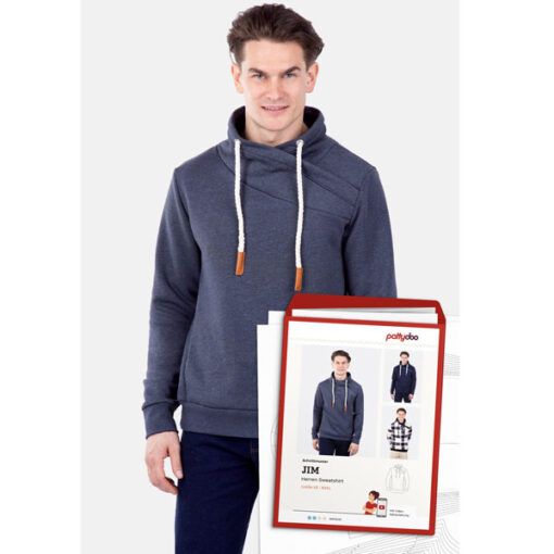 Papierschnittmuster Wickelkragen Sweatshirt "Jim" Herren Gr XS-XXXL - Pattydoo