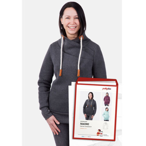 Papierschnittmuster Wickelkragen Sweatshirt "Naomi" Damen Gr 32-54 - Pattydoo