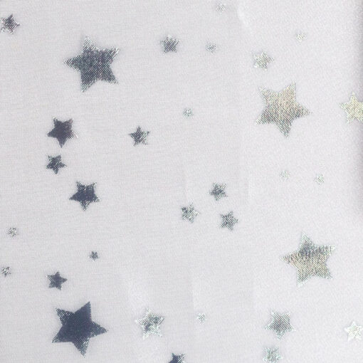 Organza mit Filiendruck - Sterne- grau