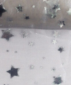 Organza mit Filiendruck - Sterne- grau