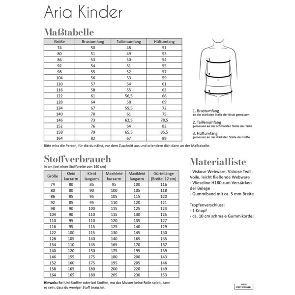 Papierschnittmuster Aria Kleid Kinder Gr 74-164 - Fadenkäfer