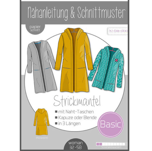 Papierschnittmuster Basic Strickmantel Gr 32 - 58 - Ki-ba-doo
