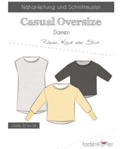 Papierschnittmuster Pullover Casual Oversize Damen Gr. 32 - 58 - Fadenkäfer