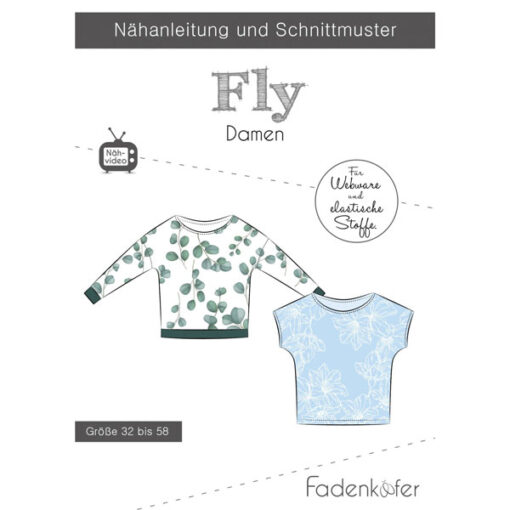 Papierschnittmuster Shirt Fly Damen Gr 32-58 - Fadenkäfer