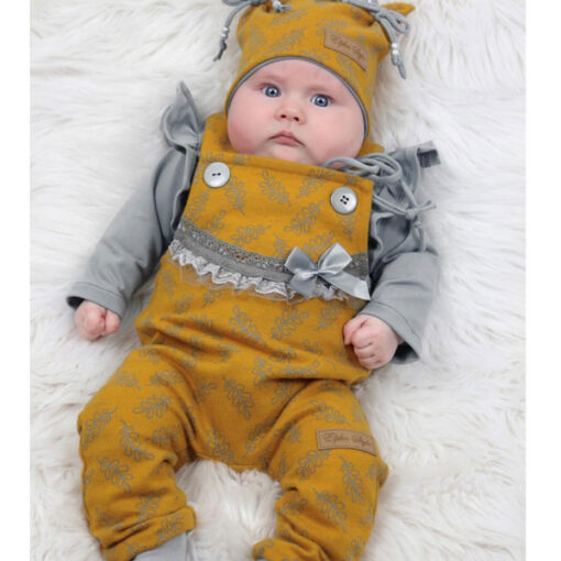 Jacquard Jersey - "Cozy Collection by Lycklig design" Blätter - goldgelb