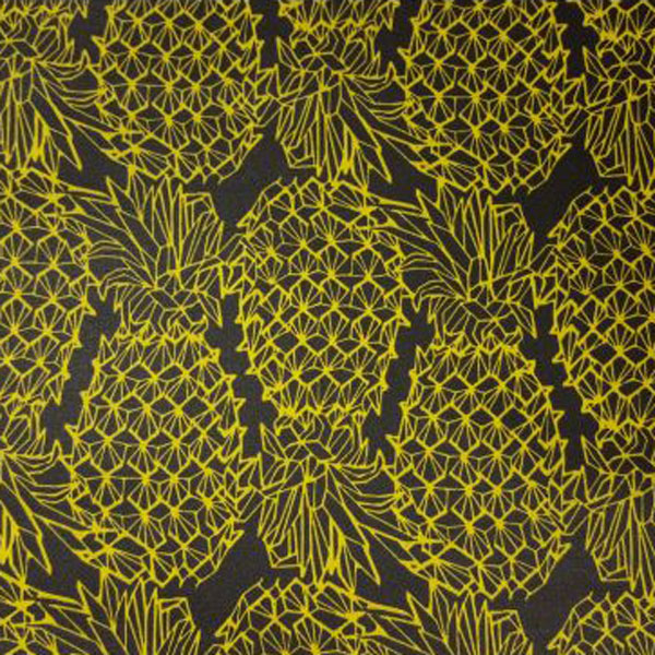 beschichtete Baumwolle - "Leona" Ananas - schwarz / gelb