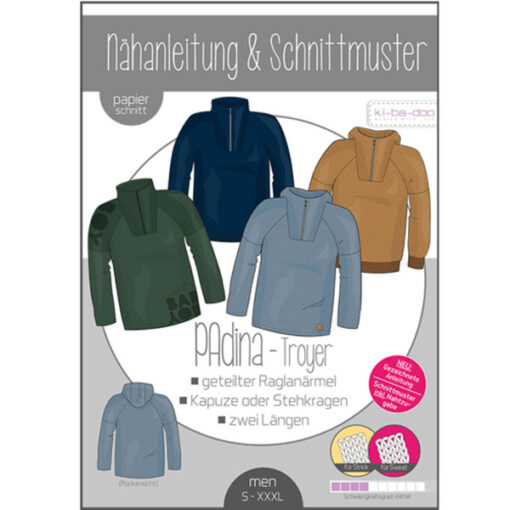 Papierschnittmuster Shirt/Troyer Padina Set Gr XS - XXXXL - Ki-ba-doo
