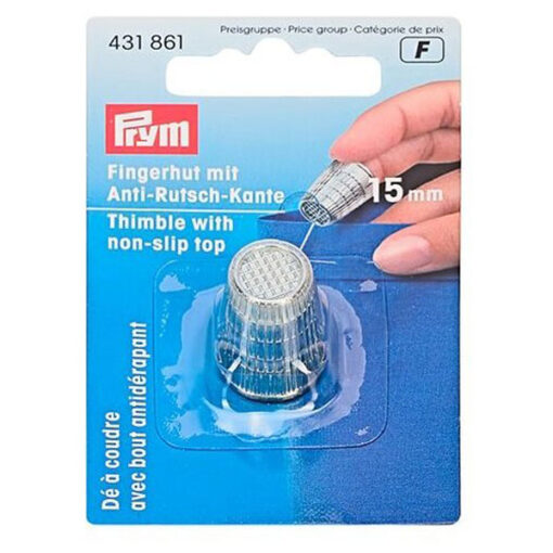 Fingerhut mit Anti-Rutsch-Kante - 15 mm - silberfarbig
