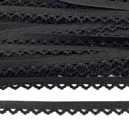 Wäschespitze 10 mm - Bogen - schwarz