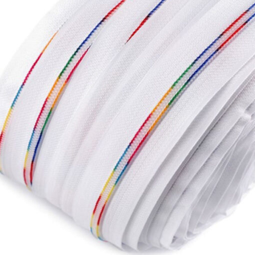 Reissverschluss 6 mm - weiss / regenbogen