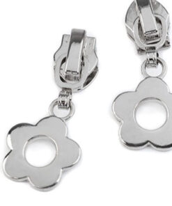 Schieber für 6 mm Reissverschluss Blume - nickel