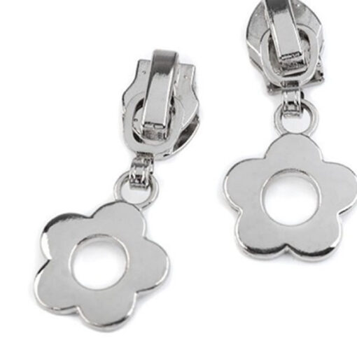 Schieber für 6 mm Reissverschluss Blume - nickel