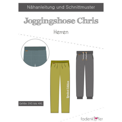 Papierschnittmuster Jogginghose Chris Herren Gr 2XS - 4XL - Fadenkäfer