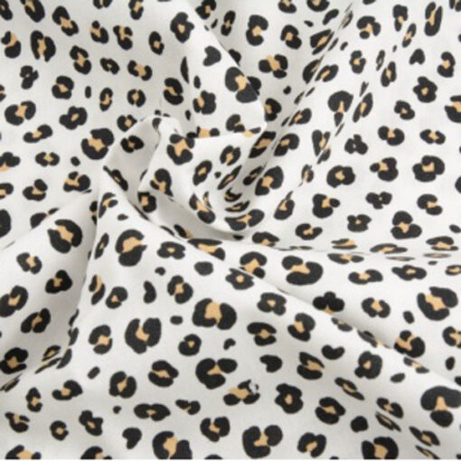 Baumwolle - Leoprint weiss / beige / schwarz