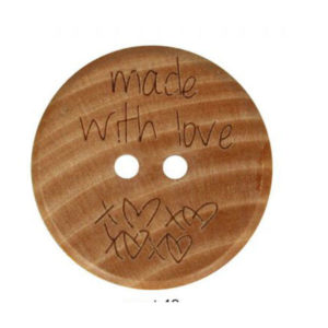 Holzknopf 2 Löcher 20 mm "handmade with love x " - natur