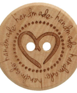 Holzknopf 2 Löcher 25 mm "handmade Herz" - natur