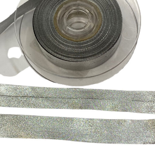 Schrägband uni - silber lurex