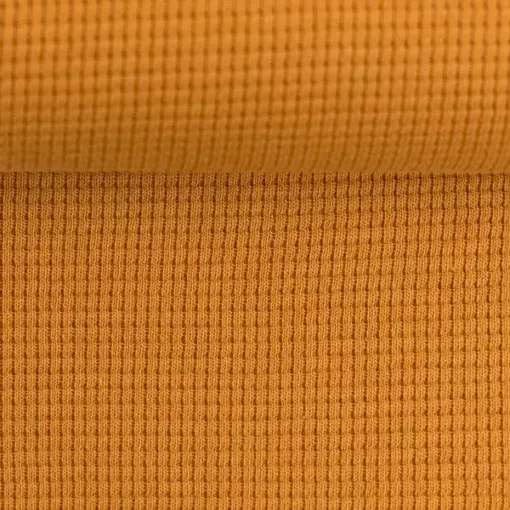 Waffeljersey Baumwolle - "Clarissa" - uni ocker
