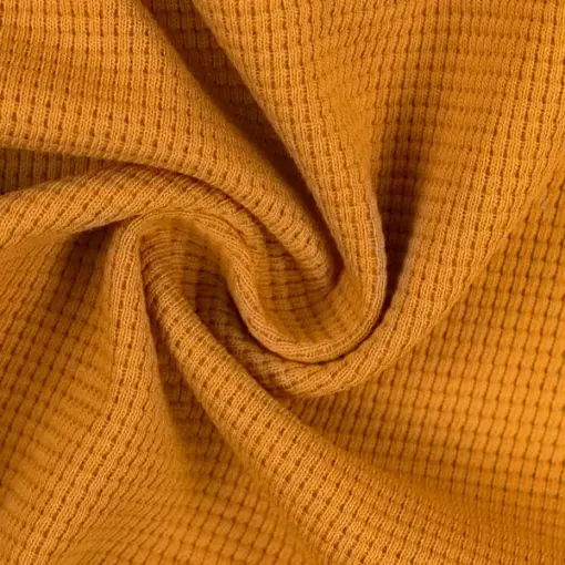 Waffeljersey Baumwolle - "Clarissa" - uni ocker