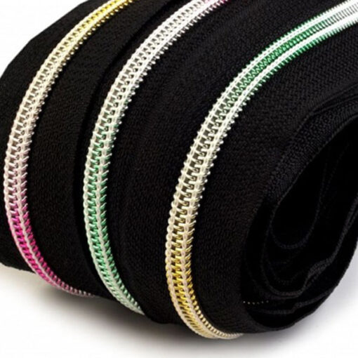 Reissverschluss 6 mm - schwarz / regenbogen 2