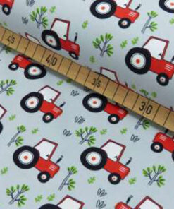 Jersey Baumwolle - Traktor - grau / bunt