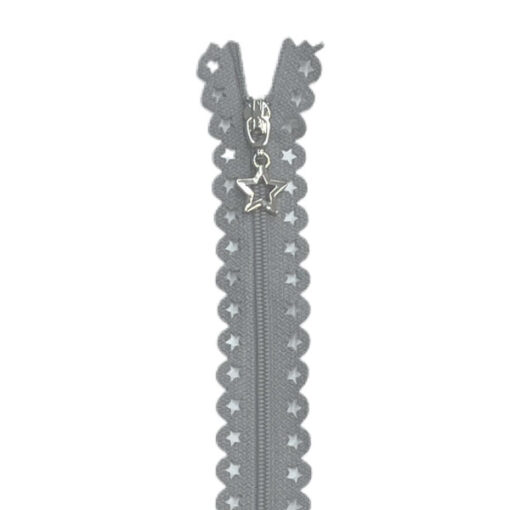 Deko Reissverschluss- Sterne - 25 cm - hellgrau