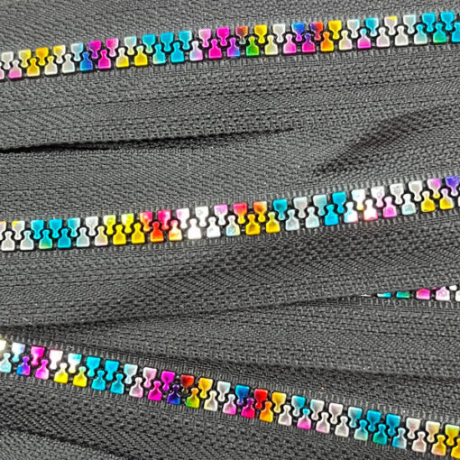Reissverschluss 6 mm - schwarz / regenbogen 3